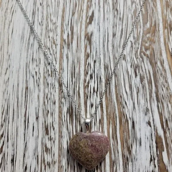 Karis Rhodonite Heart Pendant Necklace